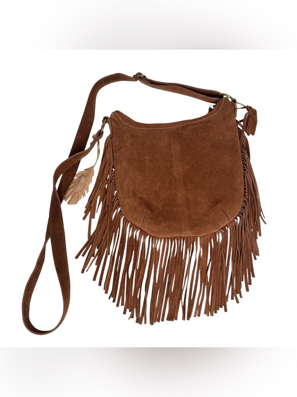 Idyllwind Brown Leather Suede Fringe Crossbody - Picture 2 of 8